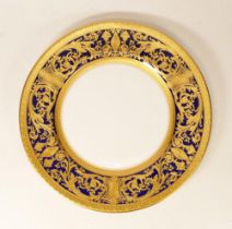 De Lamerie Cobalt blue Robert Adam pattern set of five dinner plates. Diameter 27cm