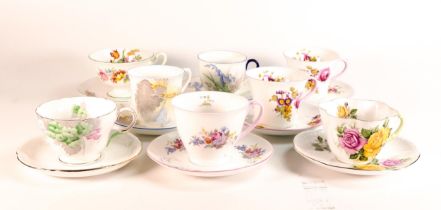 Eight Shelley cups & saucers patterns 0171, 2160, 13234, 11767, 13234, 2304, 2345 etc (16 pieces)
