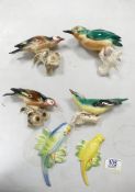 A collection of Wild Bird Theme Mid Century Wall Plaques, largest length 14cm(6)