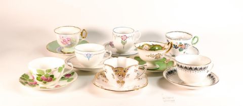 Eight Shelley cups & saucers to include patterns 12206/6, 11592, 088, 11287/4, 8895, 12403, 2107,