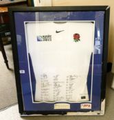 Sporting Rugby memorabilia, England's 2011 World Cup shirt signed by all 30 players of England