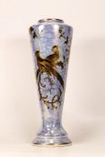 Crescent China George Jones Vase Decorated with Birds of Paradise, height 32cm