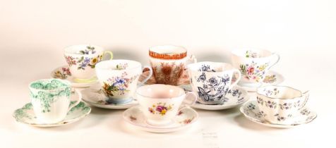 Shelley/ Wileman & co tea ware to include breakfast cups patterns 3873, 13492, 14260, 13668, cups