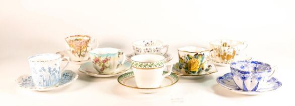 Wileman & Co Cups and saucers to include patterns 7884, 3981, 9807, 6885, 3981, 9807, 6885, 8309,