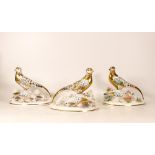 Three Crown Staffordshire J T Jones Golden Pheasant Figures (3)