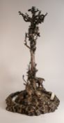 A Very Large Victorian Silverplate Lamp converted from a centrepiece, designed in the form of a tree
