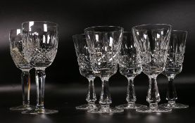 Two Waterford Crystal Wine Glasses together with five similar high quality unmarked items, tallest