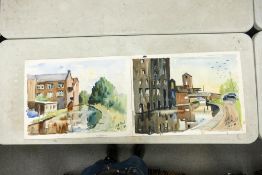 Two Un framed Watercolour's Local Interest 1980's & Later of Middleport Canal Side Scenes , sign F A