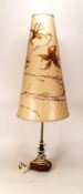 Mid Century Swedish Made Table Lamp with original paper shade decorated with pressed flowers &
