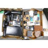 A mixed collection of vintage film camera equipment to include EXA 500, Canon Canonete, Cased
