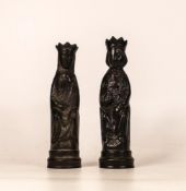 Wedgwood black bassalt King & Queen chess pieces