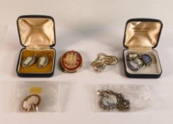 Group of jewellery including 3 pairs of Wedgwood jasperware & silver earrings, silver neck chain,
