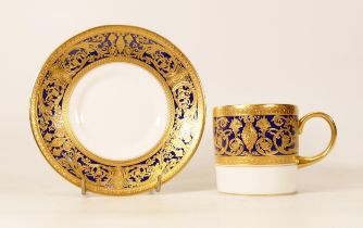 De Lamerie Cobalt blue Robert Adam pattern set of six coffee cans and saucers