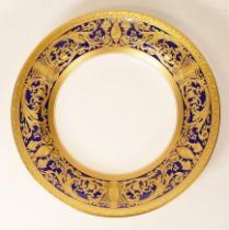 De Lamerie Cobalt blue Robert Adam pattern set of six rimmed bowls. Diameter 22.5cm