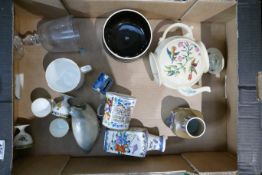 A mixed collection of items to include Royal Copenhagen Friance Vase, Early Repaired Teapot with