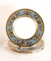 De Lamerie Robert Adam Pattern Set of 4 Turquoise 27cm Plates