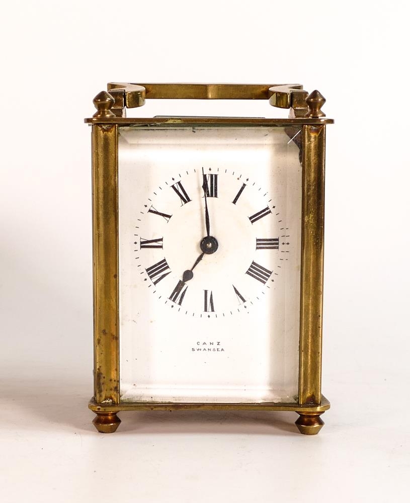 Early 20th Century Ganz Carriage Clock, height handle up 13cm (with key)