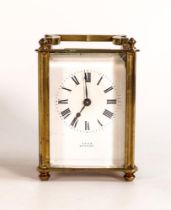 Early 20th Century Ganz Carriage Clock, height handle up 13cm (with key)