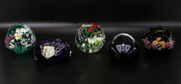 Limited edition Caithness paperweights to include Prestige Garland 5/30, Millefiori Crown 11/100,