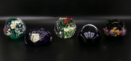 Limited edition Caithness paperweights to include Prestige Garland 5/30, Millefiori Crown 11/100,