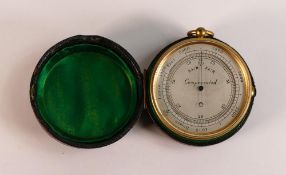 Cased brass pocket barometer in original case. Appears in good condition, but not tested as working,