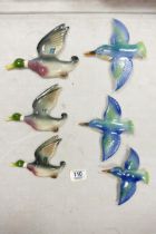 A collection of Wild Bird Theme Mid Century Wall Plaques, largest length 19cm(6)