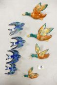 A collection of Wild Bird Theme Mid Century Wall Plaques, largest length 19cm(7)