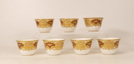 De Lamerie Fine Bone China Set of Majestic pattern 7 Arabic Tea Cups, diameter 7cm