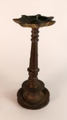Indian Heavy Brass Pedestal Ashtray, height 28.5cm