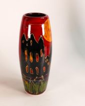 Anita Harris Whitby Abbey by moonlight large skittle vase. Gold signed to base, height 25cm