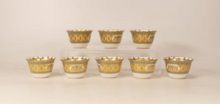 De Lamerie Fine Bone China Set of Chatsworth pattern 8 Arabic Tea Cups, diameter 7cm