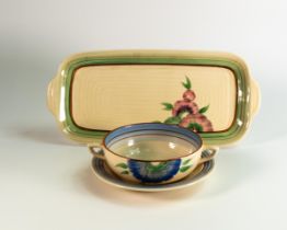 Wilkinson Hand Decorated Floral handled bowl & plate together with similar serving plate, largest