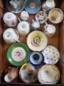 A mixed collection of items to include 19th Century & later floral decorated cups & saucers