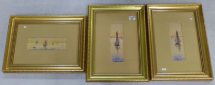 A group of 3 gilt framed Oriental themed decorative pieces of artwork, overall size of each 49cm x
