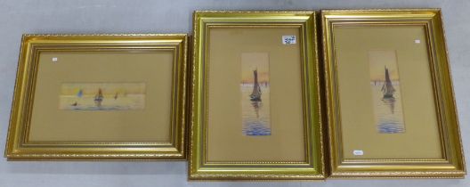 A group of 3 gilt framed Oriental themed decorative pieces of artwork, overall size of each 49cm x