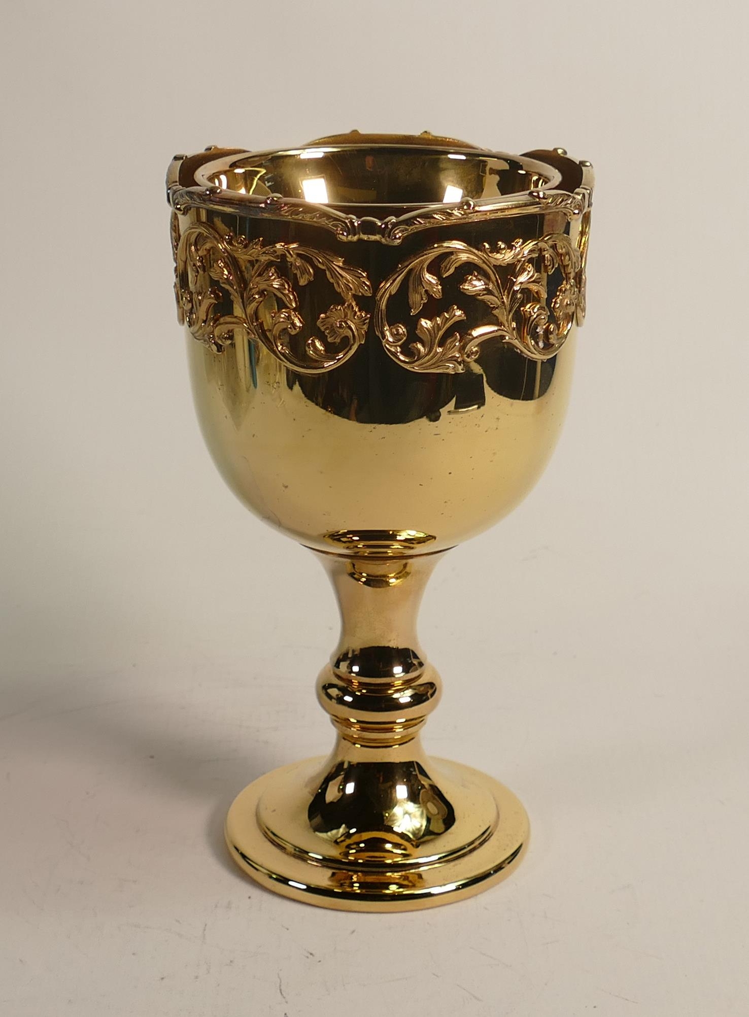 De Lamerie Fine Large Silverware plated Large Incense Burner Goblet with gilt decoration in