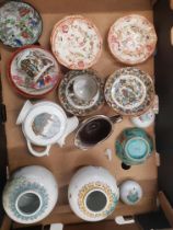A mixed collection of items to include Oriental Theme Ginger Jars, Saucers, Cups etc