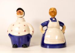 Solholm Denmark Novelty Decanters as Fisherman & Women, (chip to base of lady)