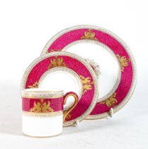 Wedgwood pink & gilt decorated coffee can trio (3)