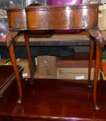 Early 20th century walnut side table raised on cabriole legs 60cm W x 35cm D x 70cm H.