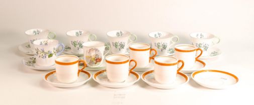 Shelley coffee cups and saucers to include patterns 12503, 2168, 2376, 13590 ( 25 pieces)