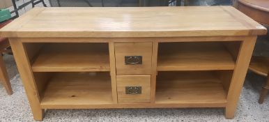 BESP Oak Furniture Solid 2 drawer 4 shelf Sideboard 65cm H x 142cm W x 50cm D