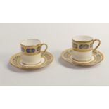 De Lamerie Fine Bone China Blue on Ivory Patterned Coffee Cans & Saucers, specially made high end