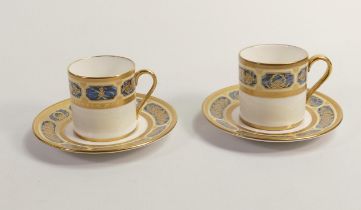 De Lamerie Fine Bone China Blue on Ivory Patterned Coffee Cans & Saucers, specially made high end