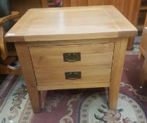 Modern Solid Oak side table with 2 drawers 62cm H x 68cm W x 58cm D