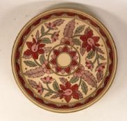 Crown Ducal Charlotte Rhead Wall Plate in stylised floral red and gilt motifs. Diameter: 32cm