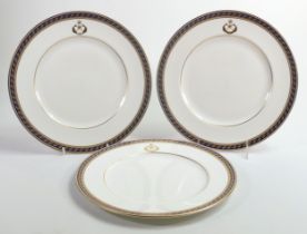 De Lamerie Fine Bone China, heavily gilded Special Commission dinner plates , specially made high