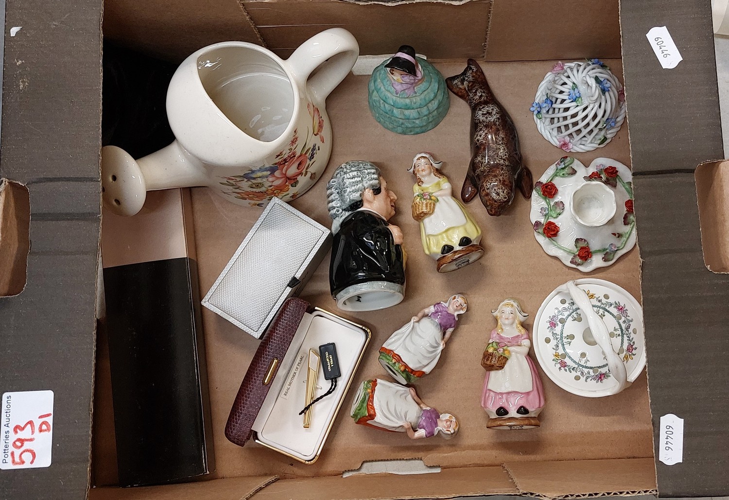 A Mixed Collection of Items to Include Salt and Pepper Shakers, Candle Stick Holder, Ceramic