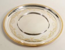 De Lamerie Fine large silverware plated circular tray in presentation bag, specially made high end