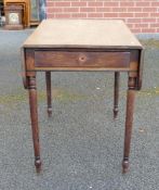 19th Century mahogany pembroke table with drawer, L81 x w.56cm.